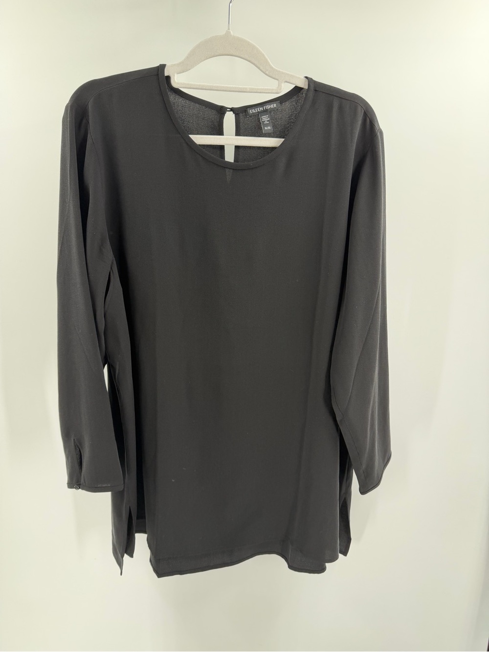 Eileen Fisher‎ 100% Silk 3/4 Sleeve Tunic Blouse Size XL Quiet Luxury Formal